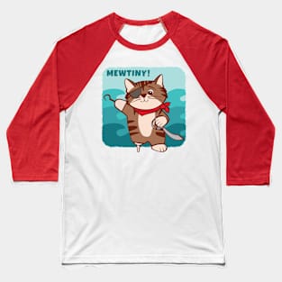 Pirate Cat Mutiny Mewtiny Baseball T-Shirt